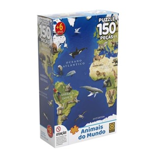 Brinquedo Infantil Quebra-Cabeça Puzzle Animais do Mundo 150 Peças Grow - 03108 em Oferta na Shopee