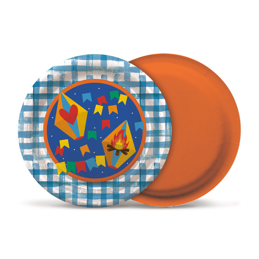 Prato de Papel Redondo - Festa Junina Arraiá  - 8 unidades - Cromus - Rizzo