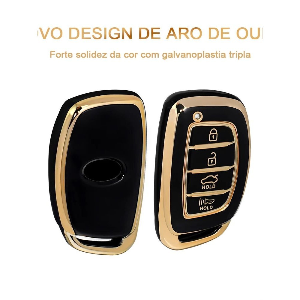 Porta-Chaves De 4 Botões Para Hyundai Ix35 Ix45 I10 I30 I40 Tucson Santa Fe Rena Sonata Elantra Creta Moda TPU Carro