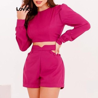 Lovito Conjunto De Shorts Casuais Com Corte Simples Para Mulheres LNL50016