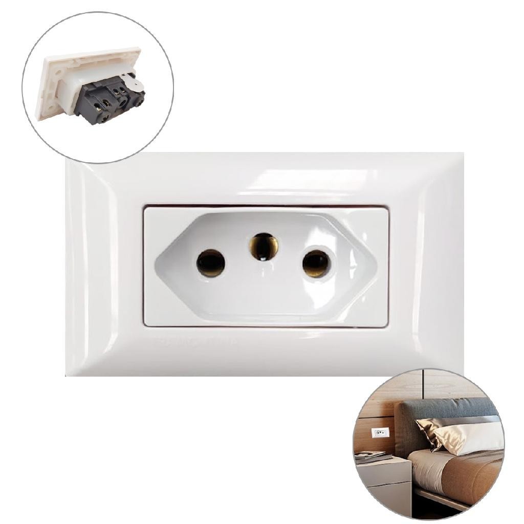 Conjunto De Tomada Para Móveis De Madeira 2p + T 20a Linha Aria Cor Branca Marca Tramontina