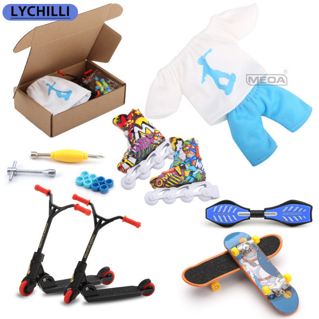 JJ2 Kids Finger Toys Set Scooter Patins De Dedo Skate Com Calças Casuais Fingertip Criativos Para Crianças