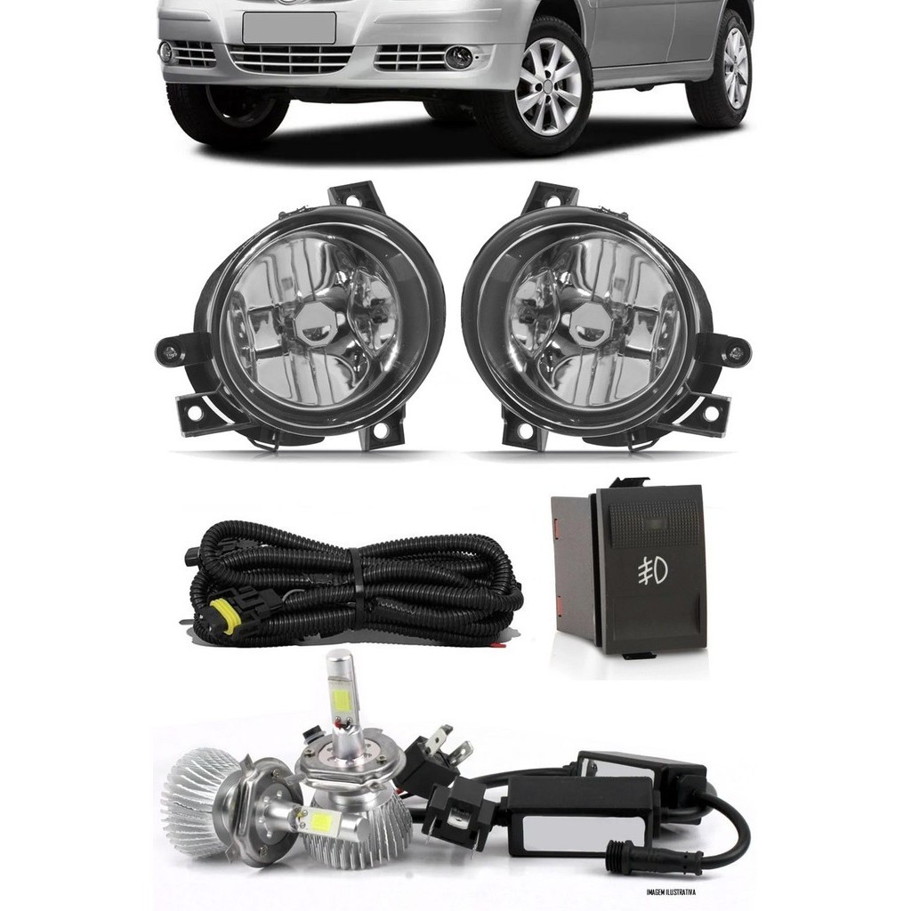 Kit Farol de Milha Neblina Vw Gol Parati Saveiro G4 - Botão Painel + Kit Lâmpada Super LED 6000K