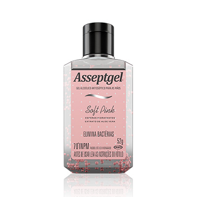 ALCOOL GEL HIGIENIZADOR ASSEPTGEL SOFT PINK 52G