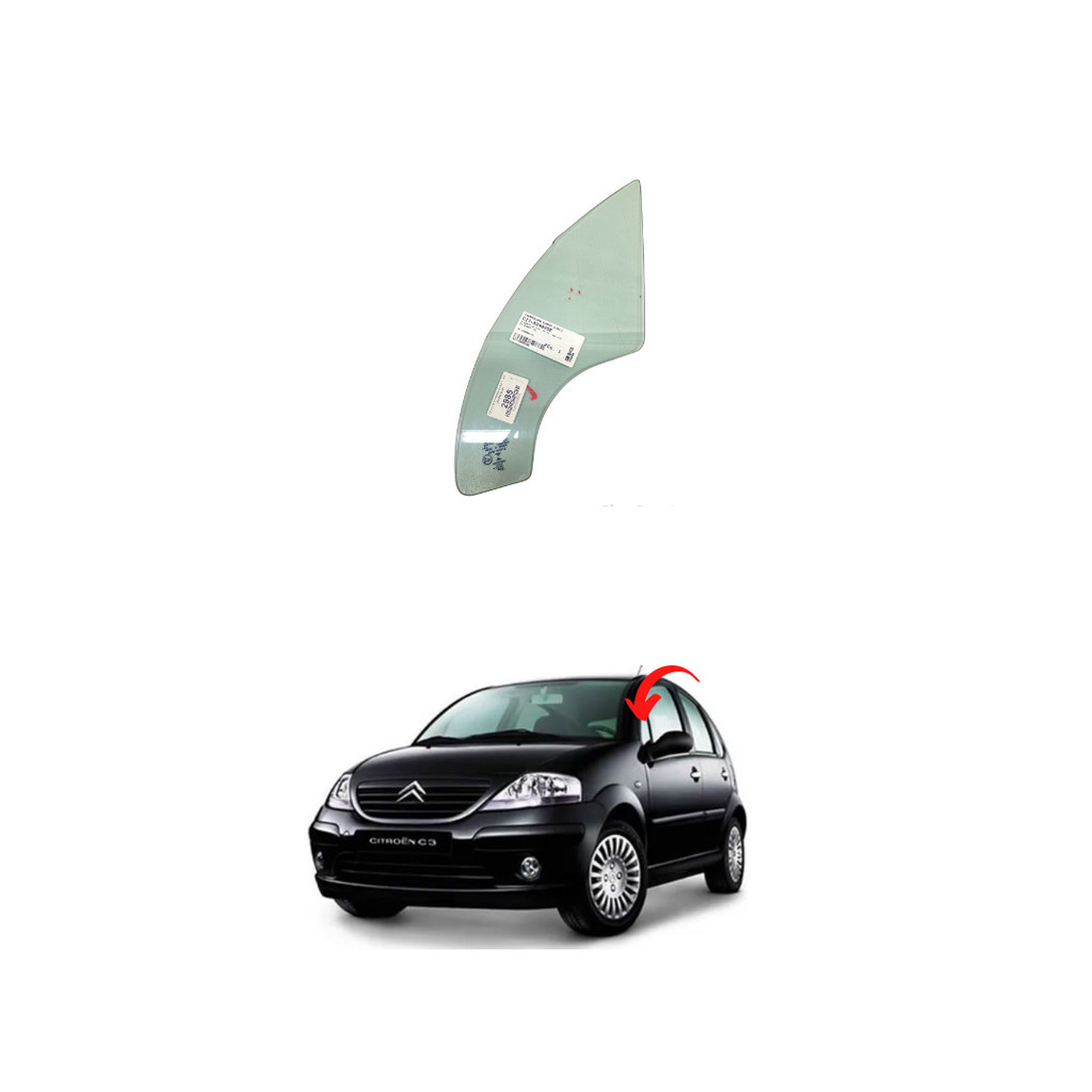 Vidro Lateral Fixo Dianteira Esquerda Citroen C3 2002 a 2011
