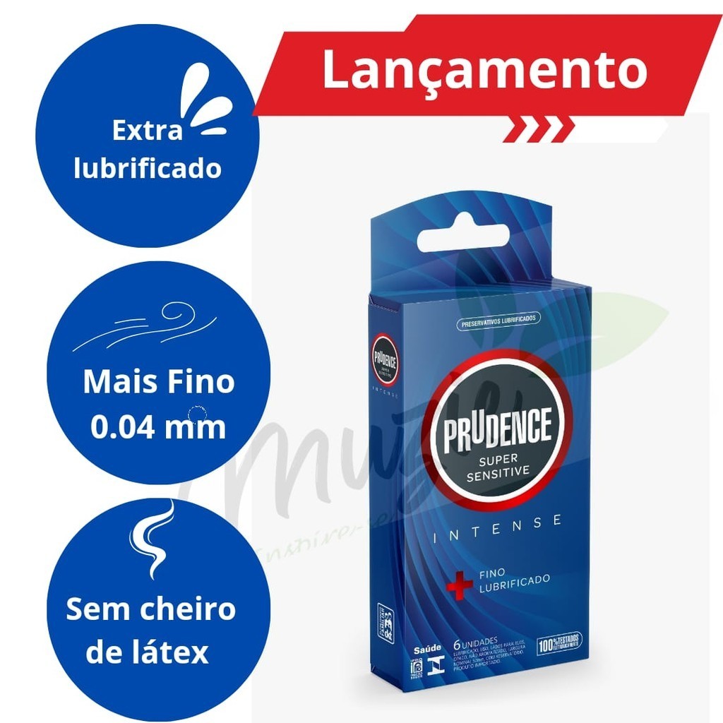 Preservativo Camisinha Super Sensitive Intense Prudence Lançamento 6un + Fina + Lubrificado em Oferta na Shopee