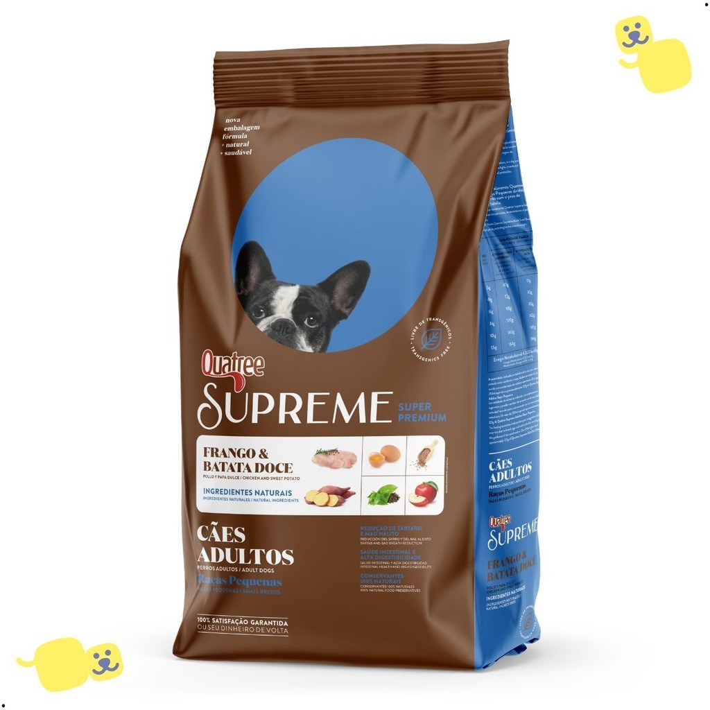 Ração Quatree Supreme Raças Pequenas Ração para Cachorro 3Kg Ração Frango e Batata Doce Cães