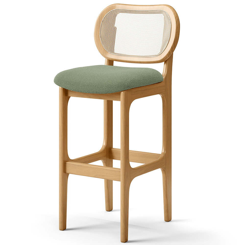 Banqueta Alta Para Cozinha Bancada Sala Tela Betta Fixa L02 Bouclê Oliva - Lyam em Oferta na Shopee