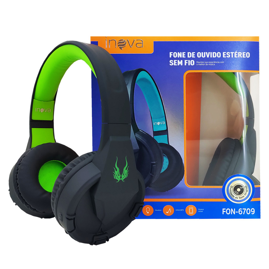 Fone de Ouvido Bluetooth Sem Fio Inova Original Headphone Wireless 6708/09