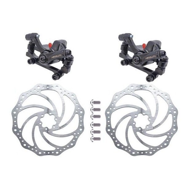 KIT FREIO DISCO MECÂNICO ABSOLUTE NERO - PAR PINÇA + PAR DISCO 160MM em Oferta na Shopee