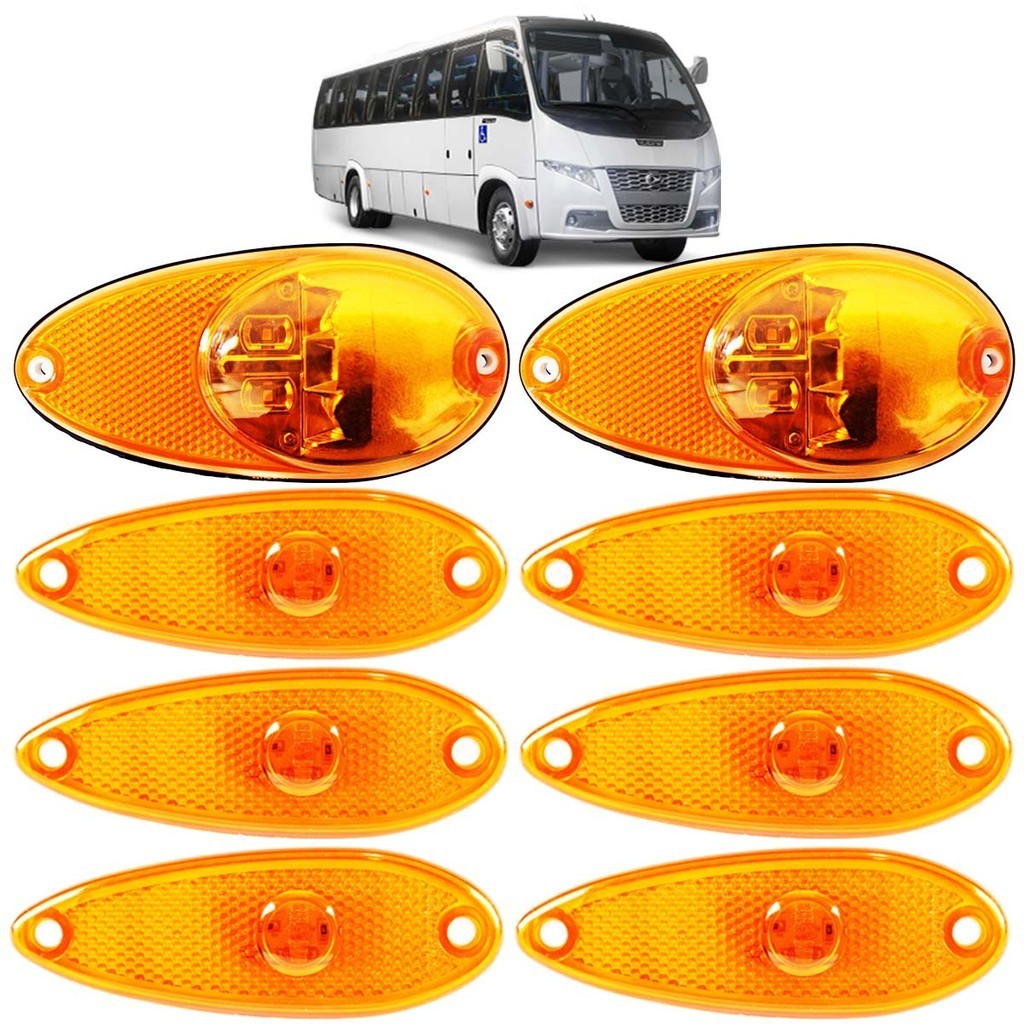 8 Lanterna Lateral Ônibus Caminhão Bolha Peixinho LED BIVOLT