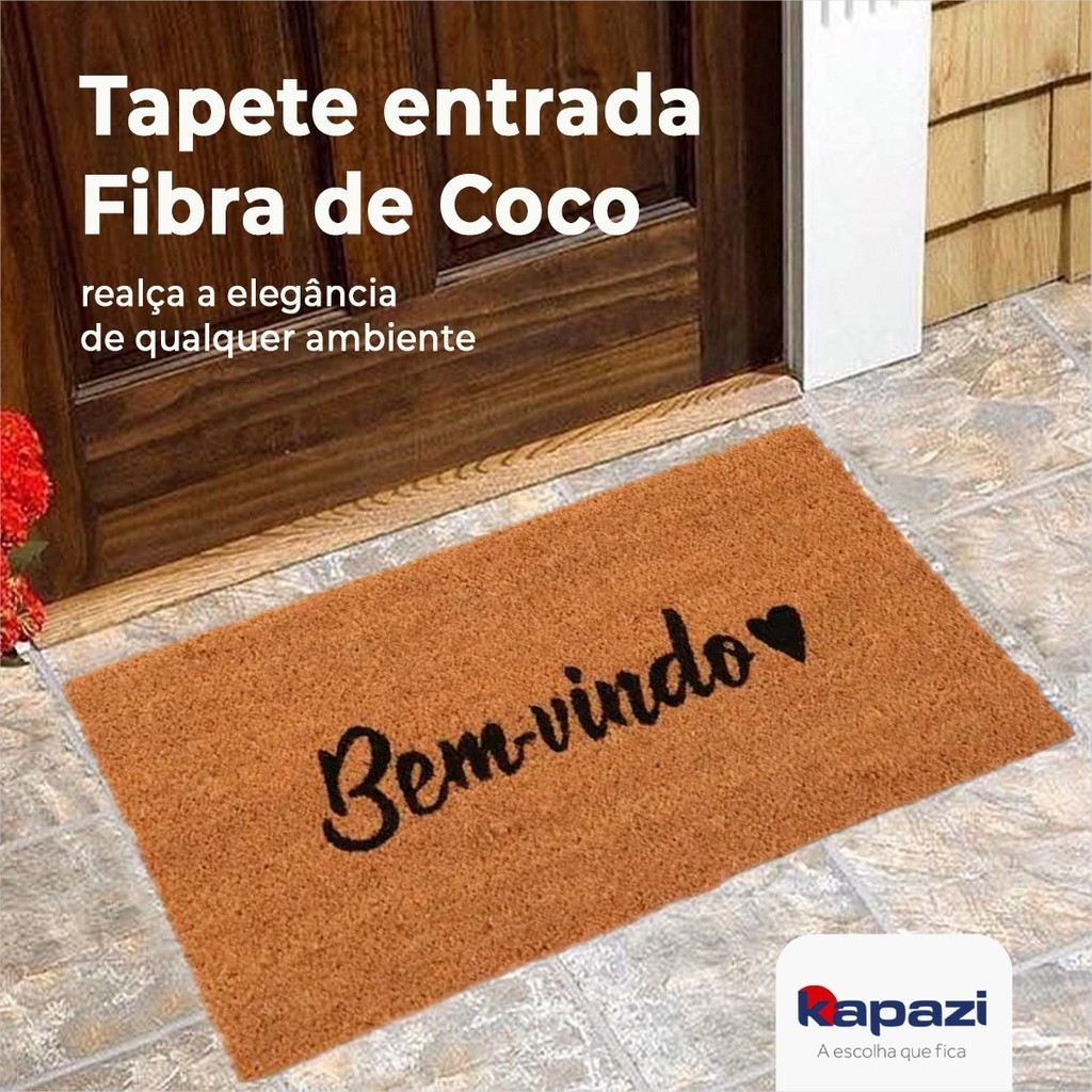 Tapete Capacho Fibra De Coco 100% Natural Tapete Entrada Casa Bem Vindo | Vegano, natural, capacho · foto 2