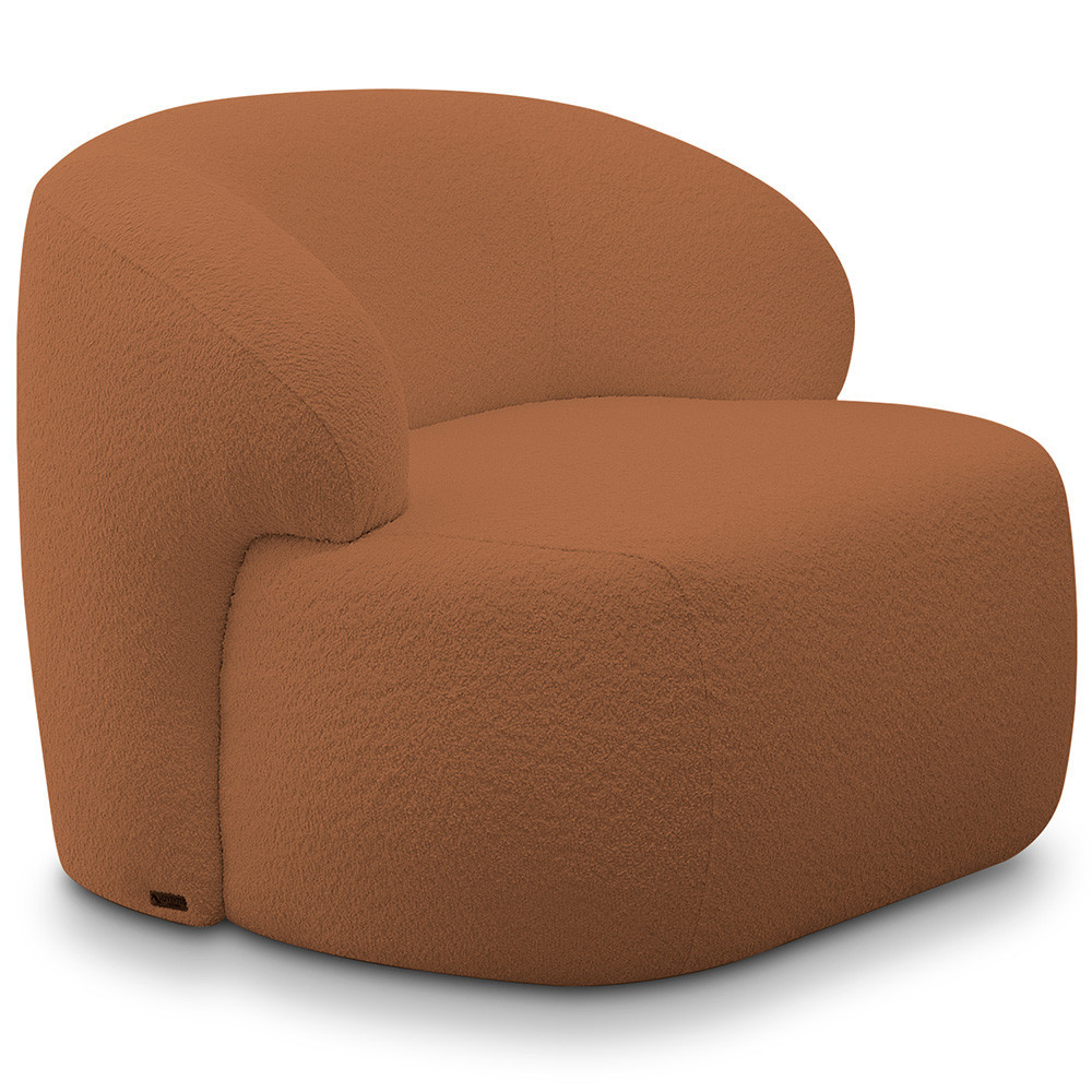 Poltrona Decorativa Fixa Orgânica Para Sala Living Barolo L06 Bouclê Terracota - Lyam Decor em Oferta na Shopee