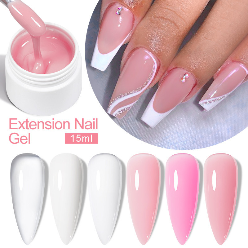 MTSSII Extensão Rápida Unha Gel Esmalte Branco Claro Nude Rosa Semi Permanente Arte Do Prego Construção