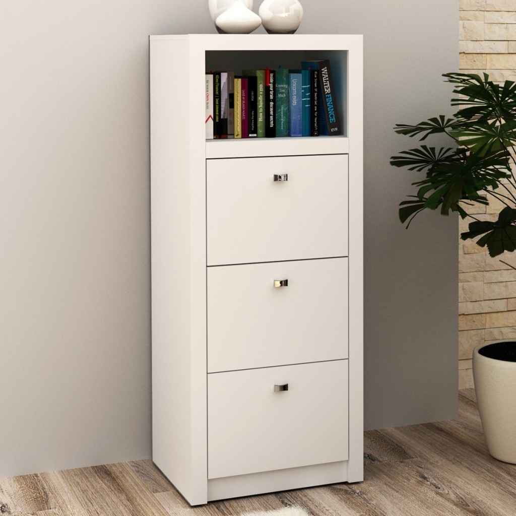 Gaveteiro 3 Gavetas Branco Me4118  - Tecno Mobili em Oferta na Shopee