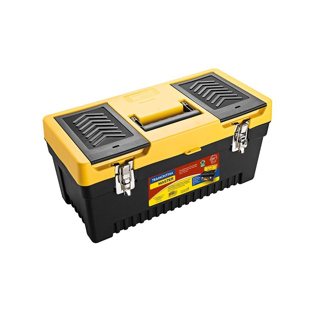 Caixa Plástica para Ferramentas Tramontina 20", com Bandeja Removível e Trava Metálica - 43803/020 em Oferta na Shopee