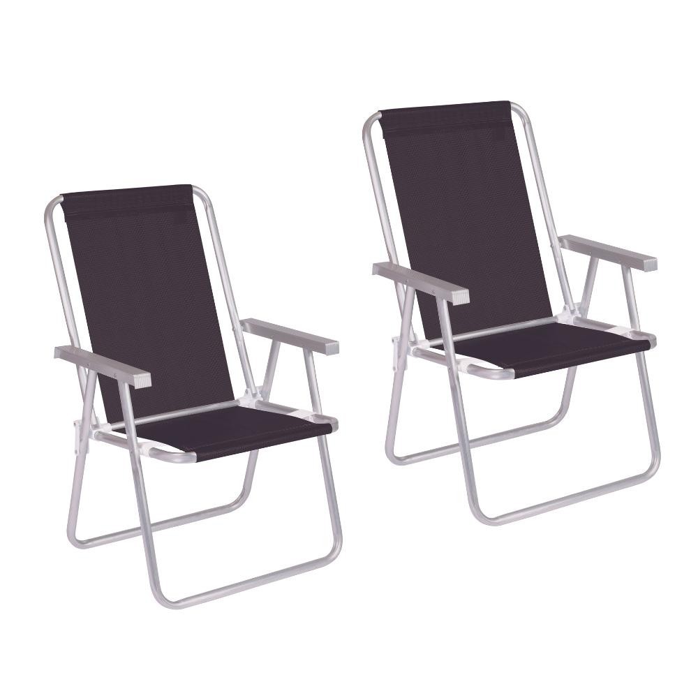 Kit 2 Cadeira de Praia Alta Alumínio Conforto 120 kg Mor em Oferta na Shopee