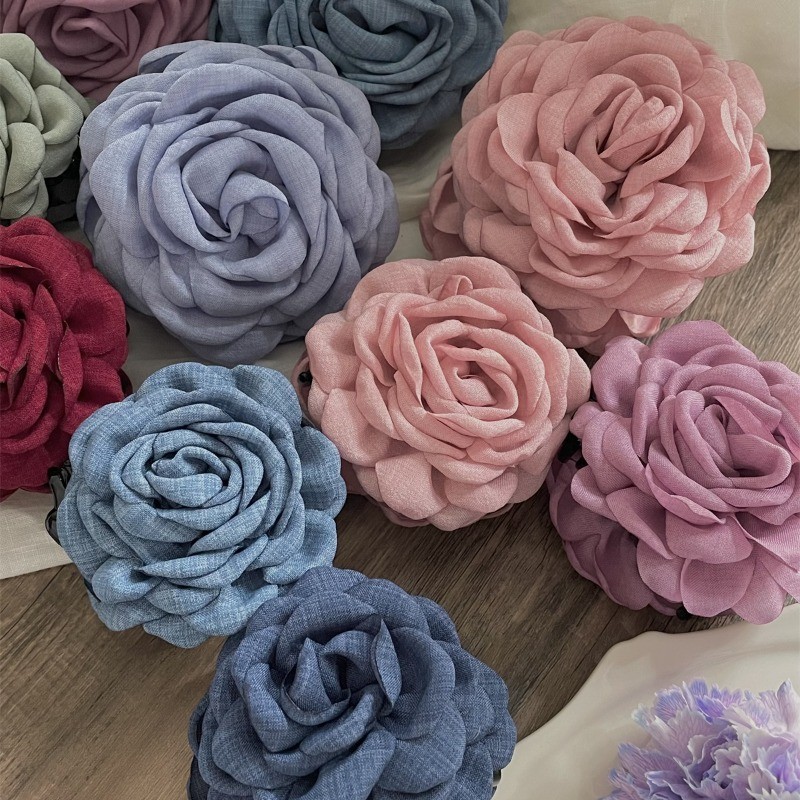 Elegante Grampos De Cabelo Multicamadas De Flor De Rosa Suave Lindos Acessórios Para Meninas Doces