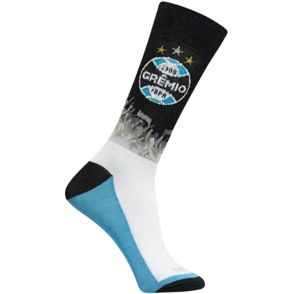 Meia Esportiva Rikam Algodao Gremio Macio Cano Medio Oficial Brasileirao 2024 Futebol Time Toque Suave Macio Confortavel Leve Dia a Dia Unisex Apaixonados por Esporte
