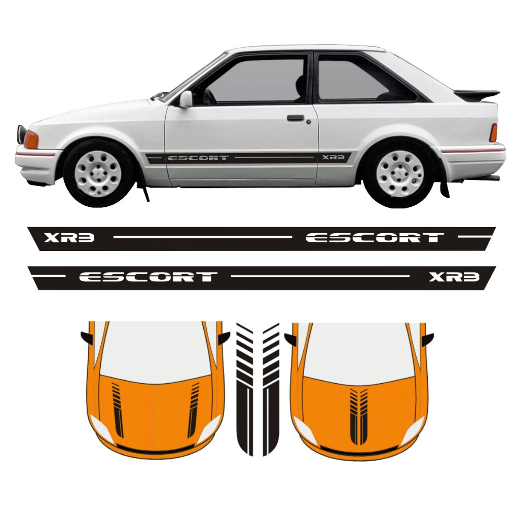 Adesivo Lateral Para Ford Escort Faixa Xr3 E C2 Capô de 1983 a 1992 Tuning Esportivo
