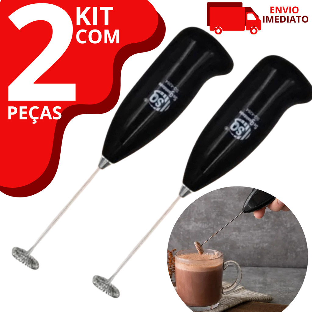 Kit 2 Misturadores de Bebidas em Geral Mini Mixer Misturador Elétrico Sucos Milkshakes Leites Bebida