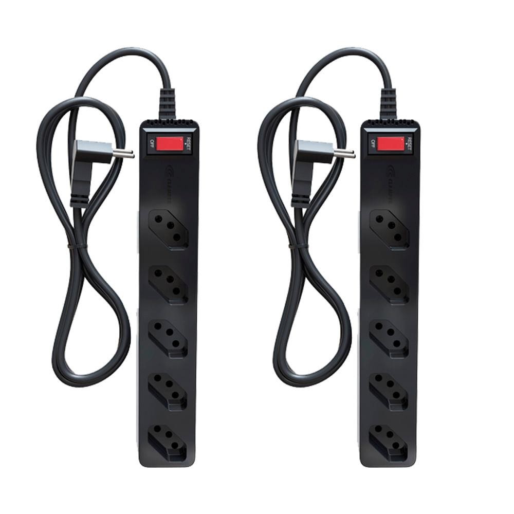 Kit 2 Filtros Linha 5 Tomadas LCF Preto Clamper - 23459 em Oferta na Shopee