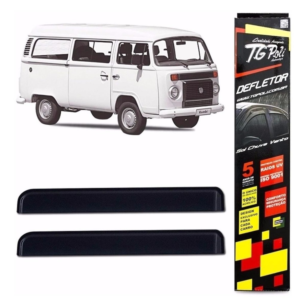 Calha de Chuva Volkswagen Kombi 1978 a 2014 2 portas TG Poli Defletor Portas Protetor Janelas Fumê
