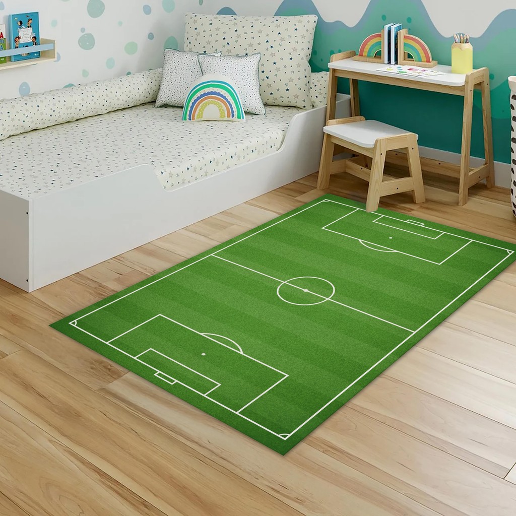 Tapete Infantil campo de futebol Retangular 118x70 futebol