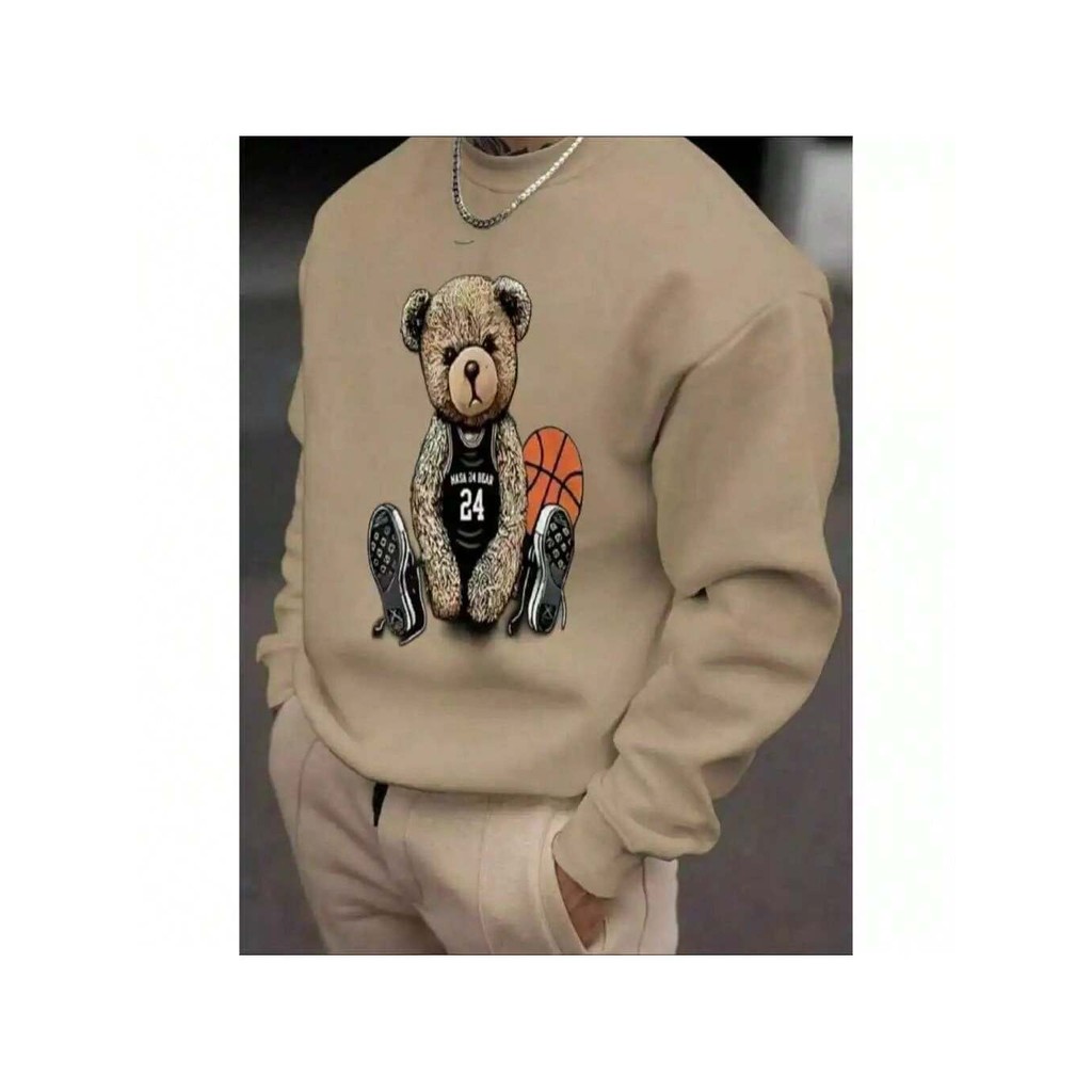 Moletom Careca Urso Basquete Gola Redonda Casaco Feminino Masculino Unissex