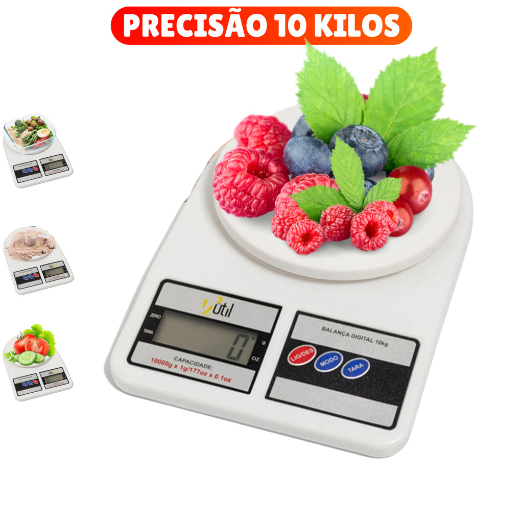 Balança de Cozinha Digital Alta Precisão 10Kg para Dieta Fitness