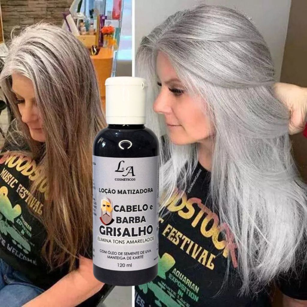 Máscara Matizadora Desamareladora Cabelo - Barba Grisalho Lindo Unissex Matiza Efeito Platinado 120ml L&A em Oferta na Shopee