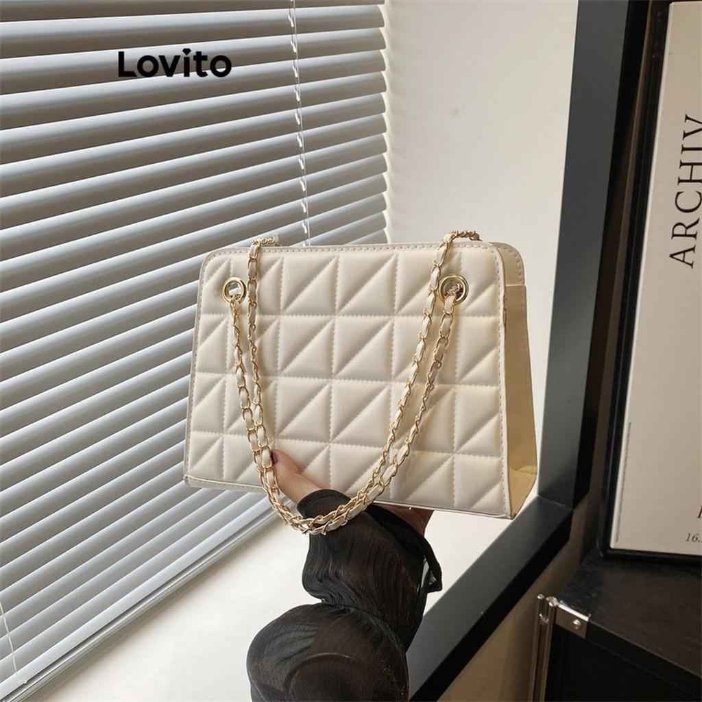 Lovito Casual geométrico simples prático pequena bolsa de ombro para mulher  LFA66087 - Women Bags