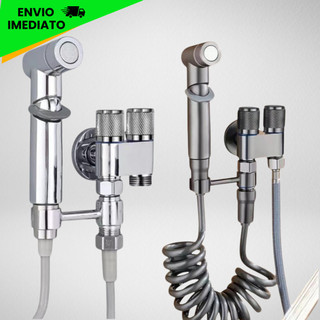 Ducha Higiênica Para Banheiro Lavatório Duplo Chumbo/Cromada Inox ABS KIT DUCHA + REGISTRO DUPLO
