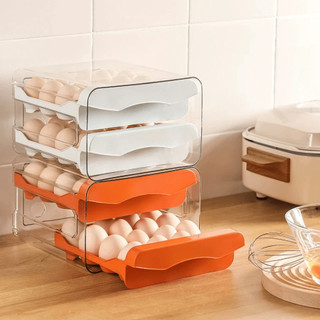 Gaveteiro Duplo em Plástico Tipo Porta 32 Ovos  para Cozinha Geladeira
