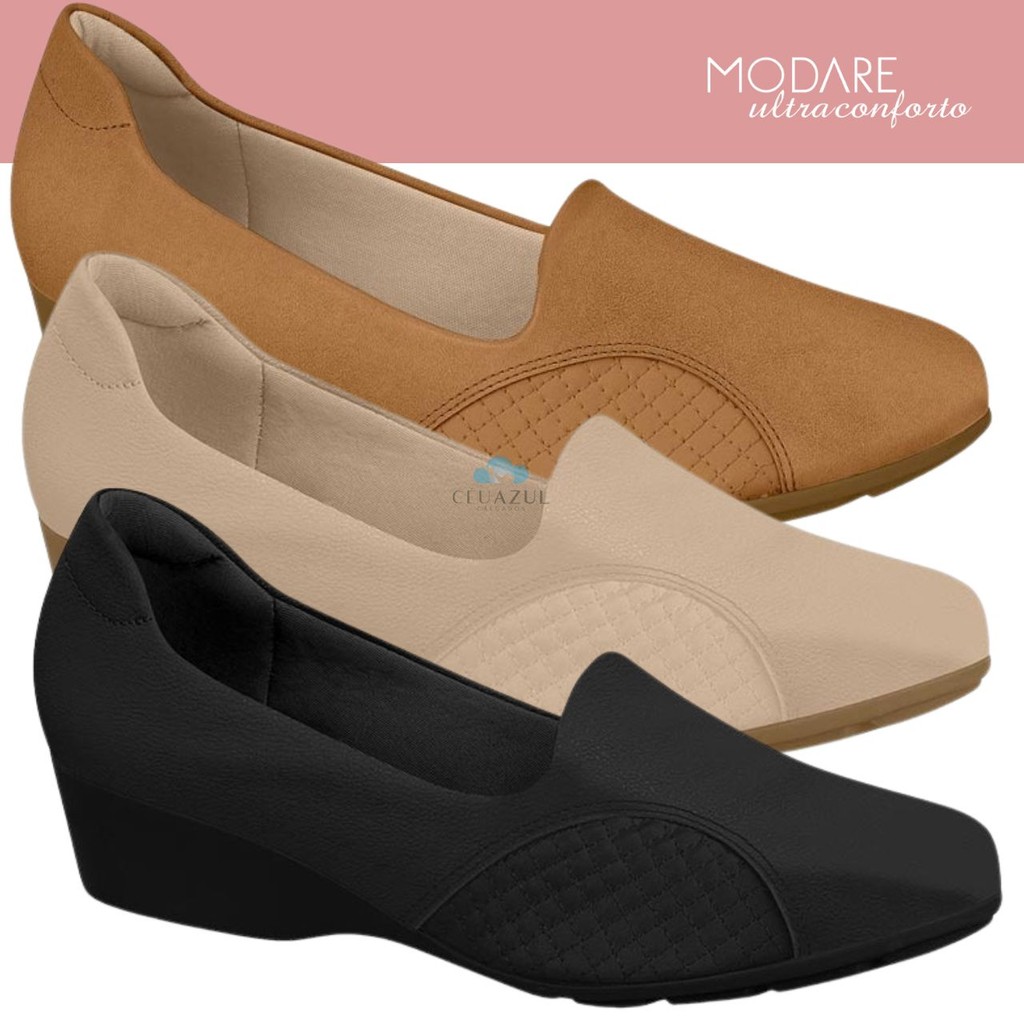 Sapato Feminino Modare Salto Anabela UltraConforto Flexível Joanete Esporao em Oferta na Shopee