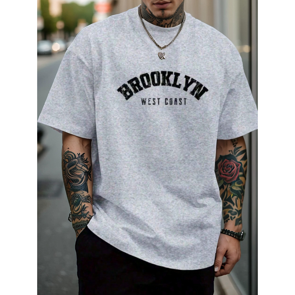 Blusa Camiseta masculina Overside manga curta brooklyn moda masculina academia despojada coleção 2025 fitness