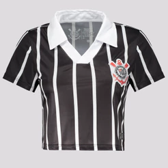 Cropped Corinthians Retrô Feminino Preto