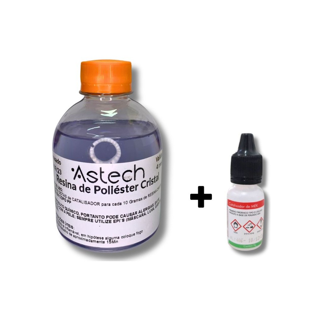 Kit Resina 250g Cristal Transparente + Catalisador | Madeira e Artesanato | Não Aplicar em Isopor