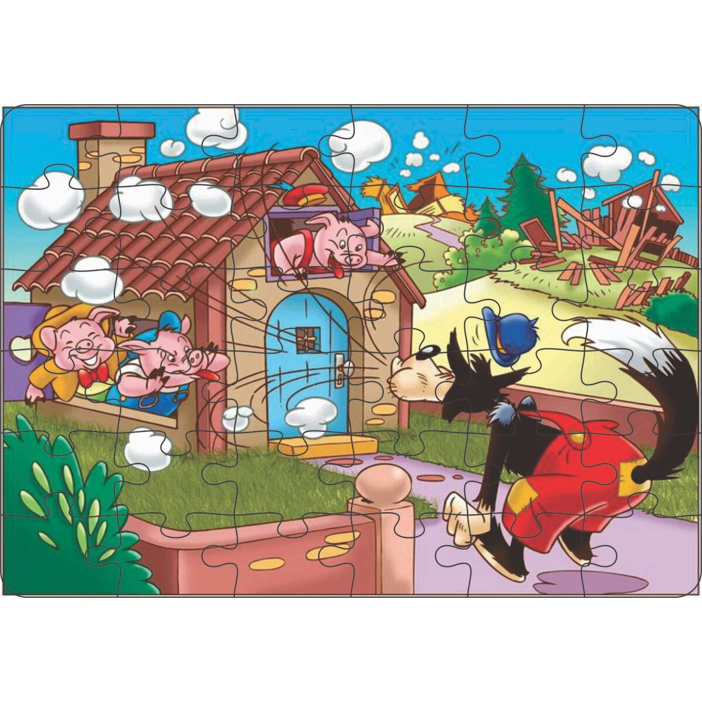 Quebra-Cabeça Jogo Infantil Os Três Porquinhos 36 Peças MDF 18x26 em Oferta na Shopee