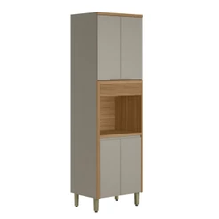 Paneleiro Allure 4 Portas 100% Mdf Jequitibá/Gris Fosco - Linea Brasil
