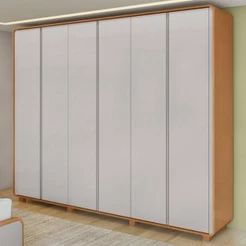 Guarda-Roupa Casal 100% MDF 6 Pts Easy Like Amendoa Clean/Off White