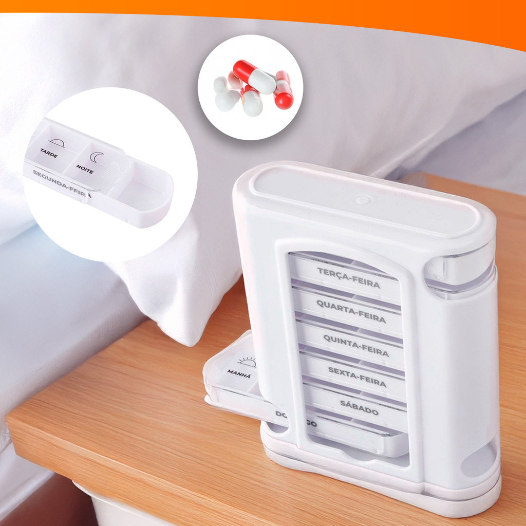 Estojo De Comprimidos Semanal Com Gavetas e Formato Torre – Plástico PP. em Oferta na Shopee