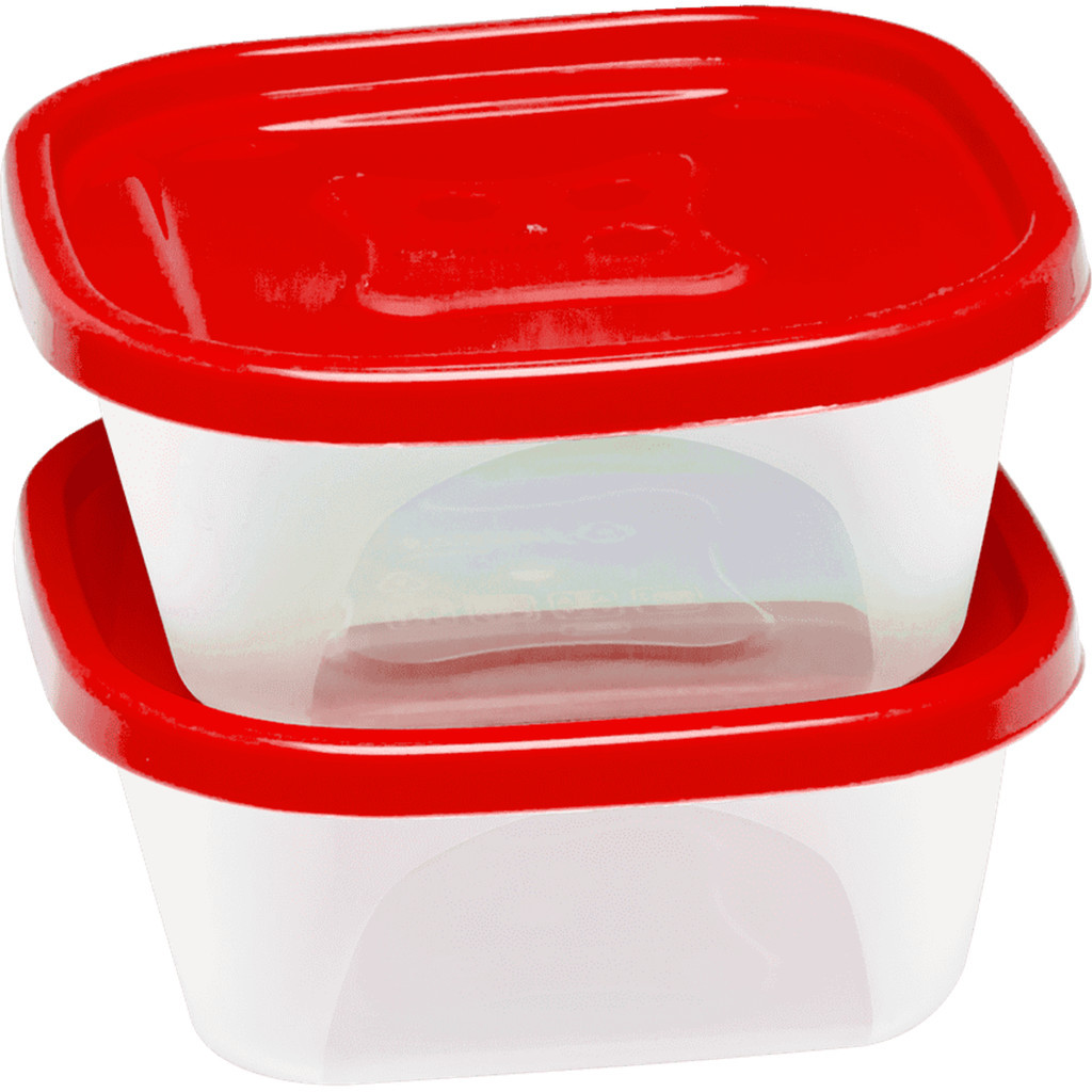 Conjunto de pote de plastico quadrado 2 pecas 690ml - Home & Living