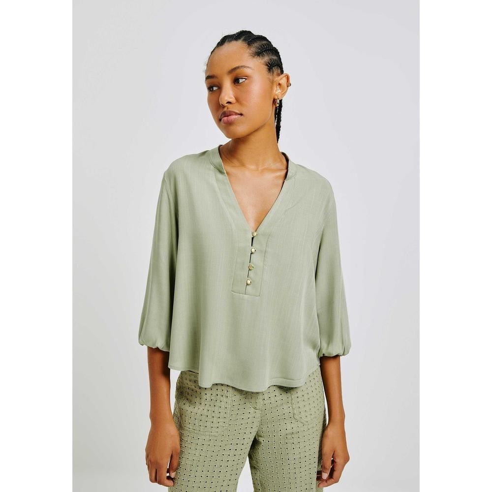 Blusa Básica Feminina Manga 7/8 Bufante Hering em Oferta na Shopee