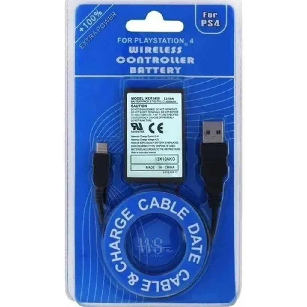 Bat. Para Controle Ps4 2000 Mah e Cabo Usb 4.5mm em Oferta na Shopee