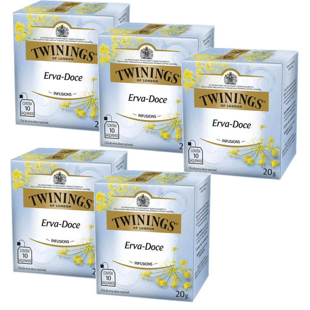 kit 5 TWININGS OF LONDON SABOR ERVA DOCE 20G - 10 SAQUINHOS