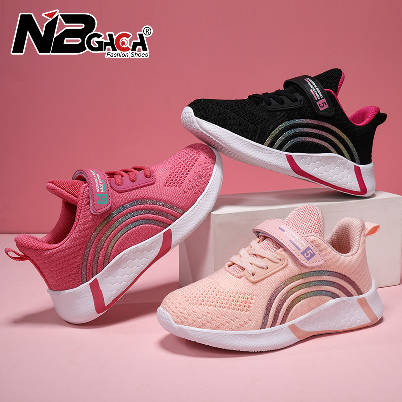 Tênis infantil para calçados esportivos rosa de malha respirável casual para meninas em Oferta na Shopee