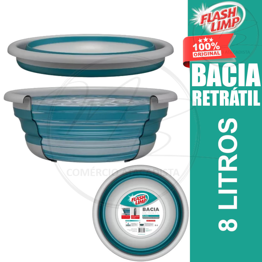 Bacia Retrátil 8 Litros Verde Esmeralda - Flash Limp