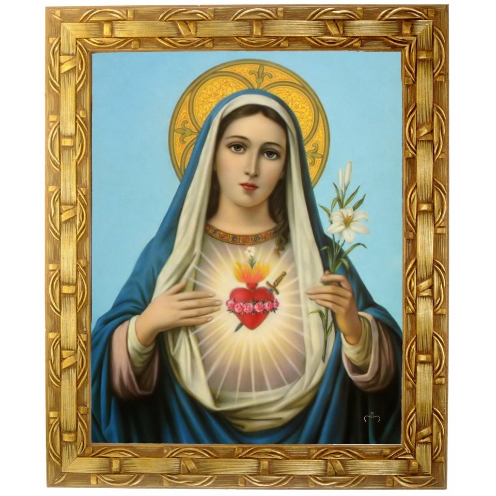 Quadro Da N. Sra. Imac. Coração, Mod. 07, Tam. 30x25cm. Angelus