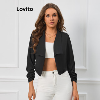 Lovito Casual Blazer Feminino Liso com Lapela LBL09284